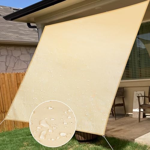 XiaZ 雨よけ 日除けシェード オーニング ベランダ 目隠し撥水 シェード 防水サンシェード 紫外線UVカット 400Dポリエステル 強度UP 2層撥水PU塗装 接合部水漏れ防止加工 クールシェード 庭用タ