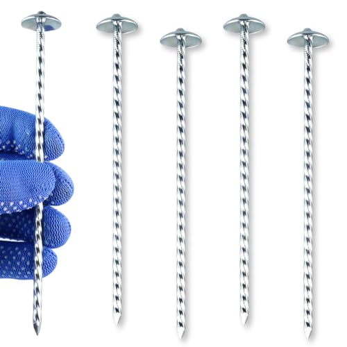 PAMQURHOO ピン杭 防草シート 人工芝 おさえピン 固定用らせんピン杭 表面の亜鉛メッキ処理 (100本セット)