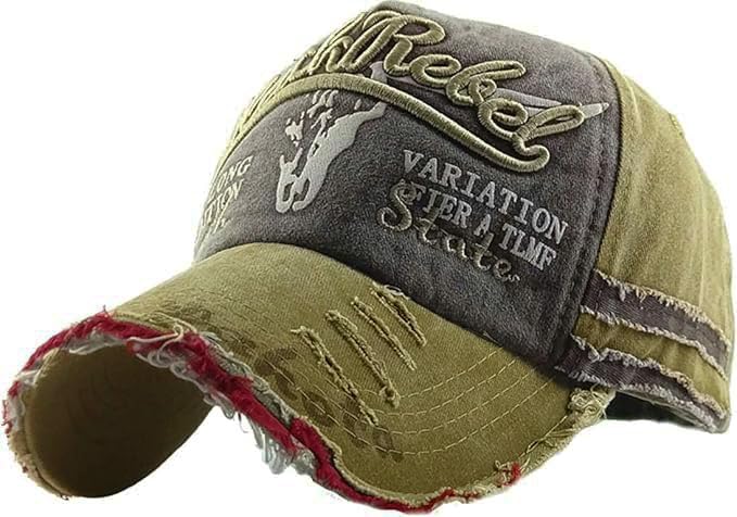 [Laquest] ダメージ アメカジキャップ 野球帽 帽子 メンズ／レディース キャップ (ブラウン／カーキ)