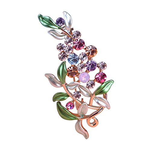 MECHOSEN 和風 レディース エレガント 花 ブローチ キャリア ? クリスタル 葉 フラワー コサージュ クリップ ピン アンティーク 大きい おし...