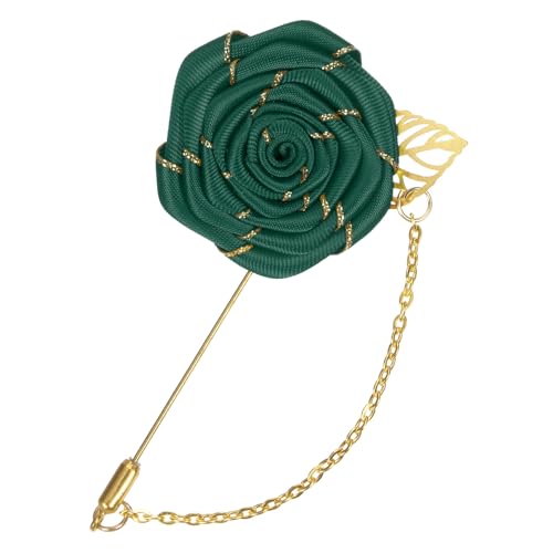 M METERXITY ローズブローチピンクロスローズフラワーウィズ金色リーフブローチ ローズフラワーラ ペルピンフォーメンウェディングアクセサリー スーツタキシードコサージュウェディングパ