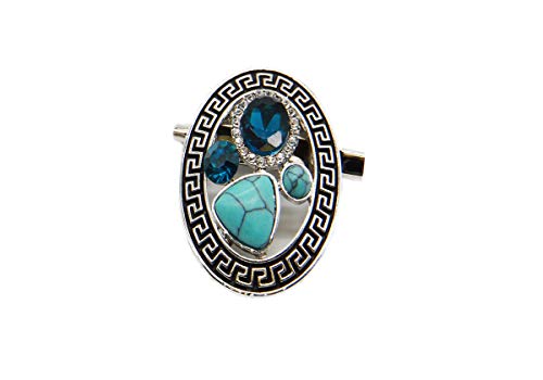 ブローチ 卒業式 入学式 レトロ ストーン 花 おしゃれ 上品 大人 個性的 オリエンタル フォーマル ピン 母の日 結婚式 [ Instyle Japan ] (ターコイズ)