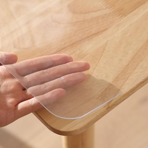 Yiwbj テーブルクロス 透明 90x180cm 厚さ1.5mm PVC製 テーブルマット 長方形 デスクマット 無臭 ビニール 矩形 テーブルカバー 防水 汚れ防止 撥水加工 (透明 1.5mm, 90*180cm)