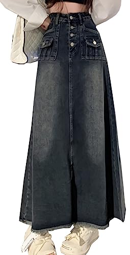[ZHENGTU] [CAIXINGYI]スカート デニムスカート ストレートスカート レディース Aラインスカート ロングスカート マキシスカート リゾートスカート フレアスカート ハイウェスト ファション ミモ