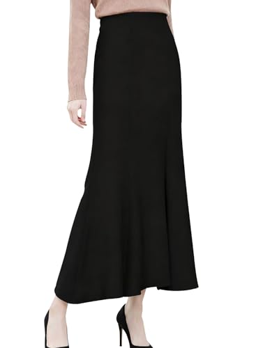 [Yino] イノ ロングスカート レディース マーメイドスカート フレア ハイウエスト Aライン ストレッチ 着痩せ 柔らかい 女性らしい 可愛い お洒落 マキシ丈 カジュアル オフィス OL