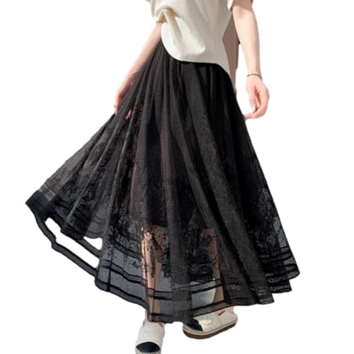 [OGCPWYQZ] レーススカート レディース ロングスカート ウエストゴム チュールスカート マキシ丈 フレ..