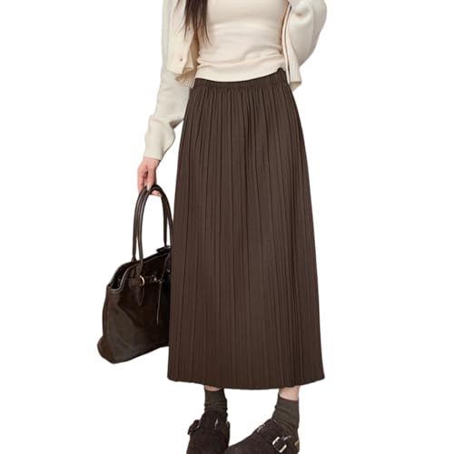 [Leadamon-oee] スカート レディース ロングスカート 黒 プリーツスカート ウエストゴム aラインスカート スリット フレアスカート レディーススカート 無地 大きいサイズ 体型カバー オフィス