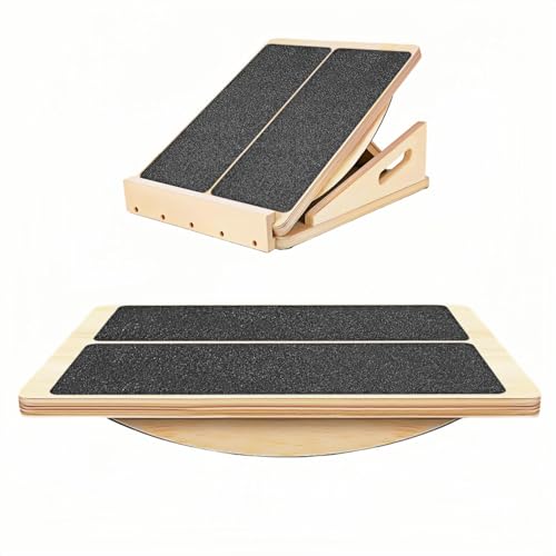 天然木ヘルシーステップマシン ストレッチボード 静音仕様 ふくらはぎ 角度3段階調節 足首 アキレス腱 ステップ運動 室内運動 有酸素運動 同時運動 座り運動 、足の運動をしながら脳トレ