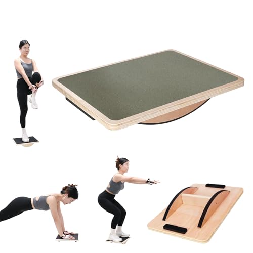 OKUYOSHI 天然木ヘルシーステップマシン バランスボード 木製 足踏み健康器具 防滑 耐荷重180kg 体幹トレーニング (ライトグレー)