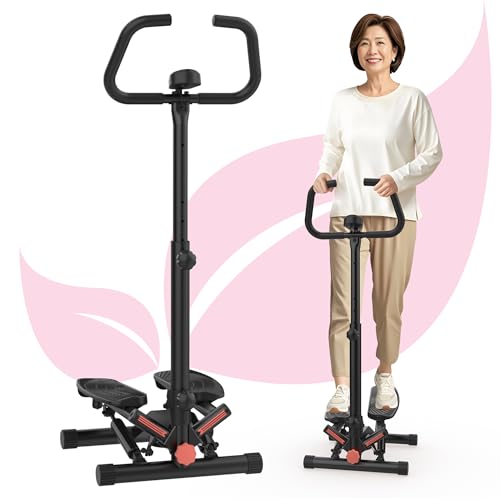 I-uki Sport 健康ステッパー 組立簡單 足踏み健康器具 ツイストエアロステッパー 静音 負荷調整付き モニター/ハンドル/専用パワーバンド付き 踏み台で全身トレーニングと筋トレ 室内運動不