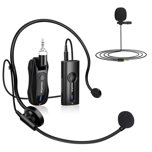 ワイヤレスマイク KIMAFUN2.4Gワイヤレスヘッドセットおよびラベリアラペルマイク 外付けクリップマイク 50m伝送距離 8時間連続使用 プラグ＆プレイ 拡声器に対応 授業、講演、会議、イベン
