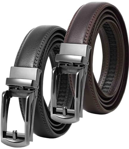 [VILAU] ベルト メンズ 2本セット 【専用工具付属】 穴なし オートロック ビジネス 大きいサイズ 無段..