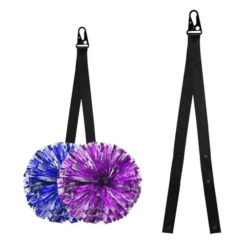 PATIKIL バックパックチア用ポンポンホルダー 2個セット 調整可能なチアボウホルダーポンポンストラップランヤード収納 チアリーディングアクセサリー用ティーンスポーツ 黒