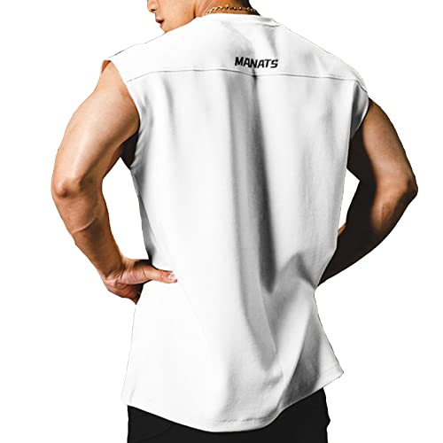 [Manatsulife] [マナツライフ] タンクトップ メッシュ メンズ ノースリーブ トレーニング 伸縮 吸水速乾 フィットネス 筋トレ スポーツウェア 夏 B09 (2XL, ホワイト)