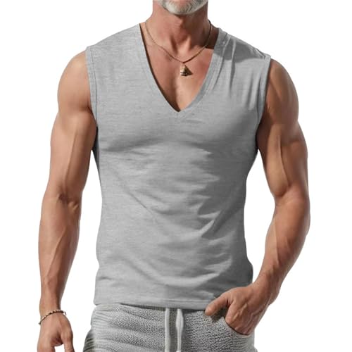 [HERLNY] ジム タンクトップ メンズ ノースリーブ 筋トレ インナー vネック 速乾 無地 快適 スポーツ ..