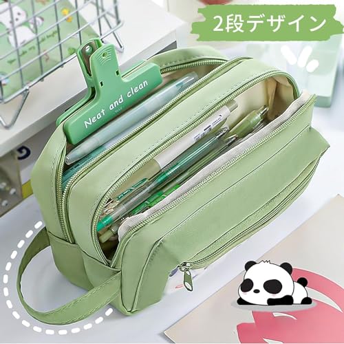 [EFFORTS]ペンケース クリア ペンケース 大容量 筆箱 ペンシルポーチ おしゃれ ペン入れ 小物入れ 多機能 かわいい 2段ポーチ 持ち手付き 持ち運び 文房具 収納ケース 女の子 男の子 筆袋 小学