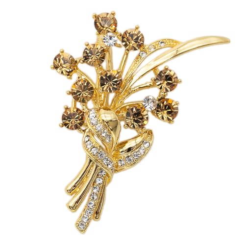 [デバリエ] ブローチ レディース 誕生日プレゼント 女性 母 義母 恩師 人気 ギフト フォーマル コサージュ ストール止め 退職祝い お返し お礼 入学 卒業 お礼 ゴールド (ゴールデンブーケ) kb