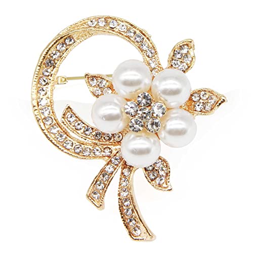 ブローチ (パールリボンの輪【ブローチ】) 花 パール 入学式 卒業式 入園式 卒園式 コンサージュ ピン ストーン スカーフ留め フォーマル