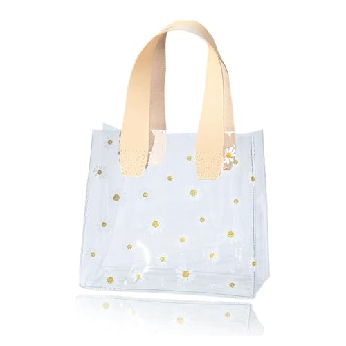 [Mirhua] ビニールバッグ プールバッグ 可愛い ひなぎく 透明バッグ 20*10*18cm 防水 軽量 着替え収納 お持ち運び便利 トートバッグ 再利用可能 多用途 ビーチ/水泳/ジム/温泉/旅行/アウトドア用