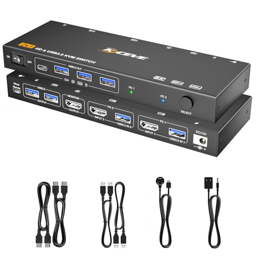 Iseebiz 8K@60Hz KVM切替器 2入力1出力 HDMI USB3.0ポートx4 USB2.0ポートx2 ディスプレイ マウス キー..