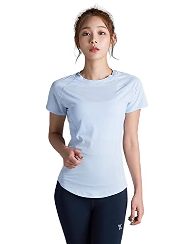 [XEXYMIX] ヨガウェア トップス 半袖 Tシャツ レディース XT4108E アイスフェザー スリム S ベビーブルー