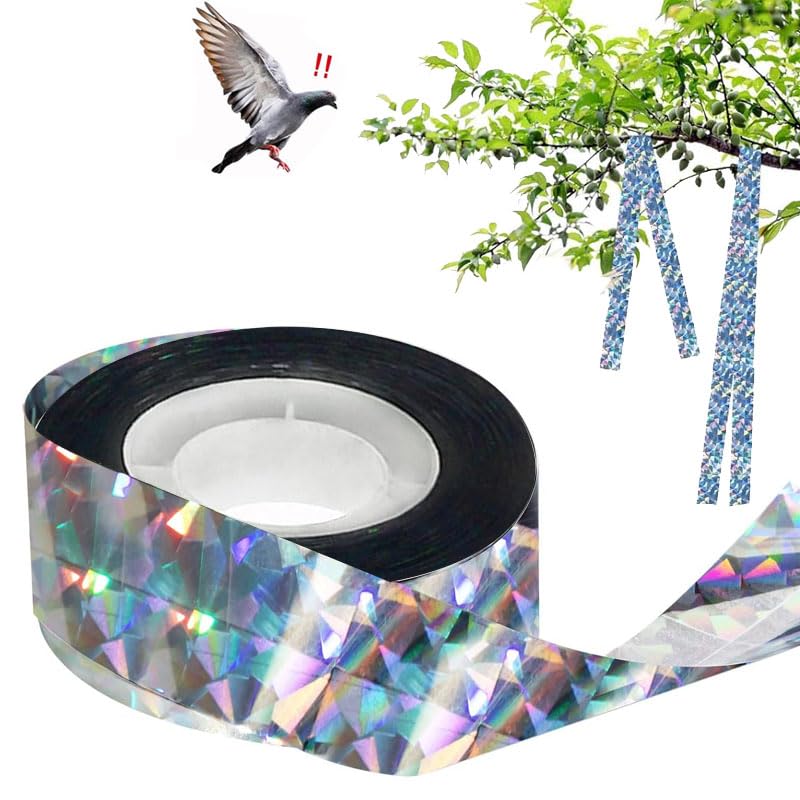 鳥よけ キラキラテープ 防鳥テープ 両面高反射 高輝度 鳥避けグッズ 鳥追い 害鳥駆除 幅2.4cm*長さ100m 吊り下げ式 太陽光を強く反射 防鳥ホログラムテープ 光 反射 ハト キツツキ 飛来防止 菜