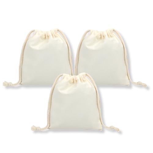 [RYOHIN Lab.] 良品ラボ 巾着袋 無地 綿 コットン 布 収納袋 巾着 収納ポーチ 学校用品 給食袋 体操服入れ 靴 キャンプ 道具 引きひも袋 3枚セット (L 26×33cm)