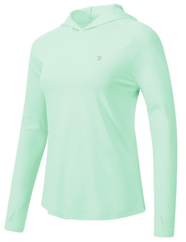 [Gopune] 登山 シャツ レディース 長袖 テニスウェア ロンt 吸汗 速乾 パーカー フード付き uvカット トップス 薄手 スポーツウェア ヨガウェア 大きいサイズ(ライトグリーン M)