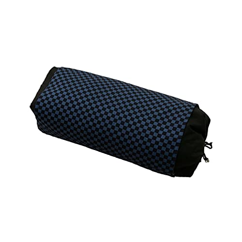 アンミンピロー そばがら枕 40 × 20 × 16 cm 男の枕 角枕 市松模様 枕カバー 付き 高め 固め 高さ調節 日本製 高さ調節可能 高さ 頸椎安定型 涼しい 正規品 (ネイビー)