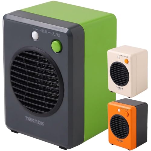 TEKNOS セラミックヒーター 小型 300W 【 DCモーター 足元 速暖 】 セラミックファンヒーター 電気ファンヒーター シンプル操作 省エネ 転倒OFF機能 卓上 コンパクト 暖房器具 冬対策 車中泊 温