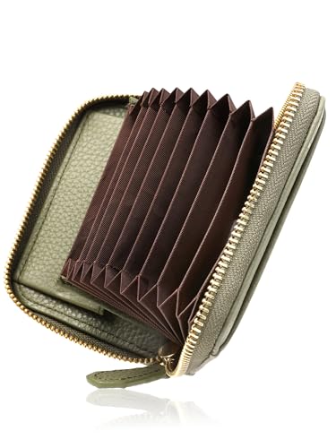 [ムラ] メンズ じゃばら財布 カード入れ コインケース お札が折れない イタリアンレザー 本革 (グリー..