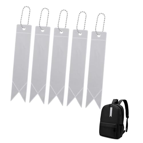 RENEWREVITAL 反射 キーホルダー リフレクター キーリング リボン型 反射板 交通安全 安全グッズ 通学 通勤 散歩 夜間 事故防止 グレー 5個入り 使用便利 多用途