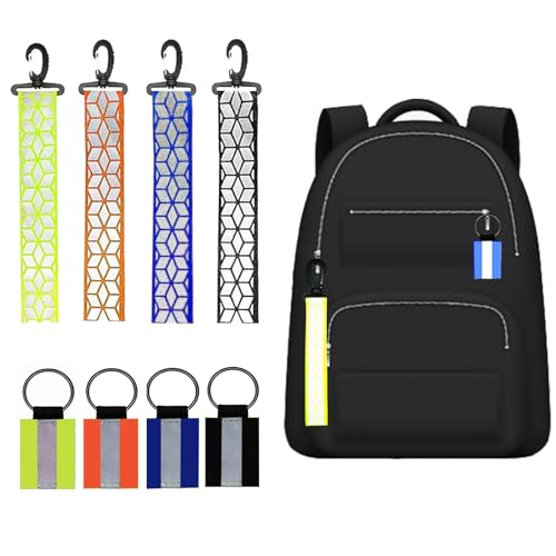 [Sitengle] 反射キーホルダー 大人 リフレクター カラビナ付き 8個セット 反射板キーホルダー 掛ける ベビーカー 自転車 カバン 交通安全 安全グッズ 通学 通勤 塾 習い事 散歩 子供 子ども こ