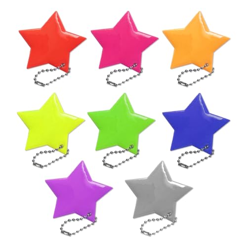 BOOHUQICH リフレクター スター キーホルダー 星型反射板 犬の散歩 事故防止 ランニング 交通安全 子供 大人用 8色8個