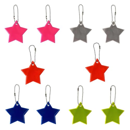 [Cirsaeur] 反射板 キーホルダー ザ-ビ 反射 キーホルダー 星型 10個 夜間 交通安全キーホルダー 防止 子供 犬の散歩 光る 星形