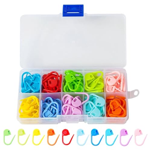 Drawheart 編み物 マーカー 段数マーカー【10色 120枚セット】プラスチック ピン マーカーボタン 編み..