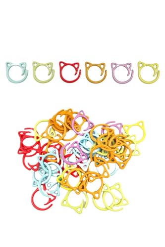 YFFSFDCステッチマーカー 24枚セット6色 段数マーカー ステッチマーカー 猫耳の形 編み物ツール かぎ針..