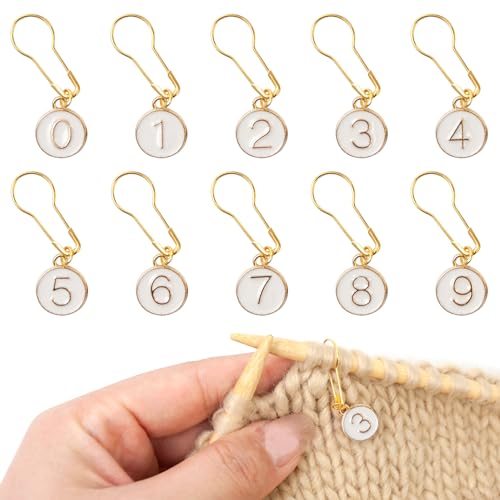 ADOFUN 編みステッチマーカー番号 10点 段数マーカー 0〜9 合金製 かぎ針編み用ローカウンター 丈夫で..