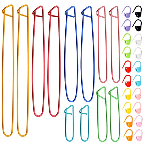 DanYun 12本セット ほつれ止め 編み物 20枚セット 段数マーカー 安全ピン 編み物ツール アルミ合金 か..