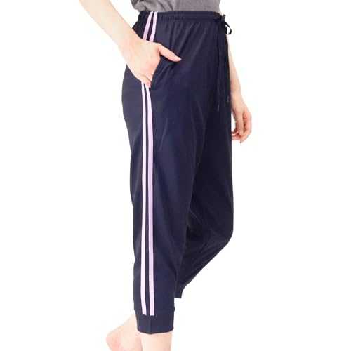 [イビザストア] スポーツウェア レディース 7分丈 ジョガーパンツ 2本ライン ドライメッシュ (JP, アル..