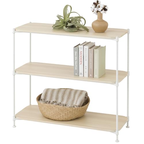 暮らし整う「美見え」収納。ルミナス12.7mmスチールラック 「ウッドシェルフ」仕様。C12-W803WH ホワイト×ナチュラル 幅80.5×奥行き31.0×高さ72.0cm(棚板サイズ 幅79.5×30.0cm)