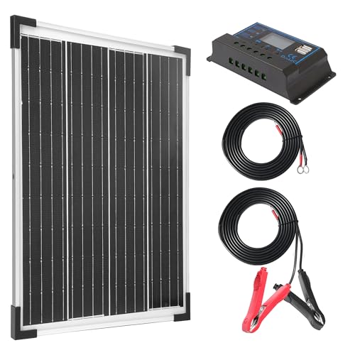 Nicesolar 20W ソーラーパネルキット ソーラーパネル 20W 12v 単結晶 + 20Aチャージコントローラー 23..