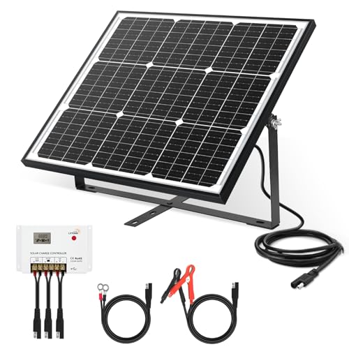 【新型コントローラー】LVYUAN ソーラー発電キット 50W 単結晶 ソーラーパネル 50W + 10Aチャージーコ..