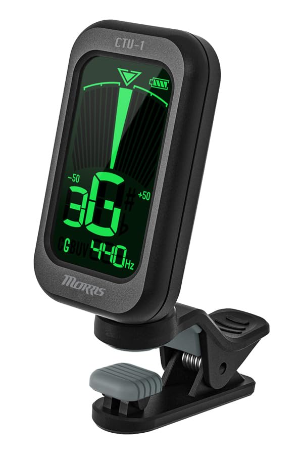 ◆商品名：MORRIS モーリス CTU-1 USB充電式クリップチューナー ギターチューナー・チューニングモード：クロマティック、ギター、ベース、ウクレレ、ヴァイオリン ・感度範囲：A0（27.5Hz）～C8（4186.0Hz）・A4：430 450Hz ・測定精度：±1 cent・内蔵電池：3.7V 90mAh ・充電池駆動時間：最大約270分・寸法：30(W)×38(D)×53(H)mm ・重量：25gモーリスCTU-1は、リチウムイオン電池を内蔵したUSB (Type-C)充電式のクリップチューナーです。さまざまな楽器のチューニングに対応するクロマティック・モードに加え、ギター、ベース、ウクレレ、バイオリンの各モードを選択することで、より簡単にチューニングを確認することができます。ギターやウクレレのヘッド部に取り付けることにより、それぞれの楽器の基本的なチューニングに対する音程のズレを手軽に計測できるチューニングメーターです。A4基準音を430Hz 450Hz 1Hz単位で変更できます。充電用USBケーブル、日本語取扱説明書（兼 保証書）付属daysmarket-ny00