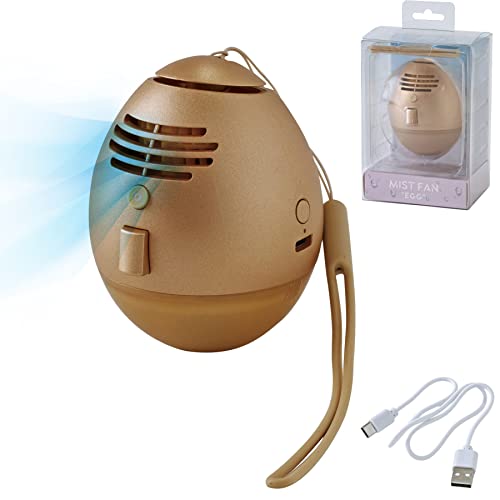 SPICE OF LIFE(スパイス) 携帯扇風機 ミストファン エッグ シャンパンゴールド 霧吹き付き 強風 弱風 ..