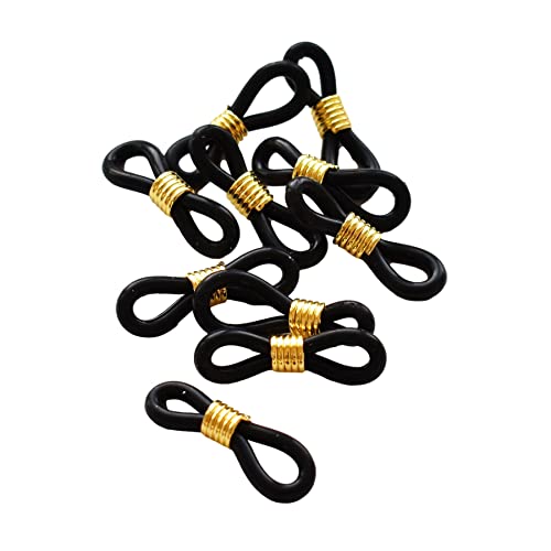 MYmama メガネチェーン 留め具 約10個 眼鏡 めがね パーツ (ブラック×ゴールド)