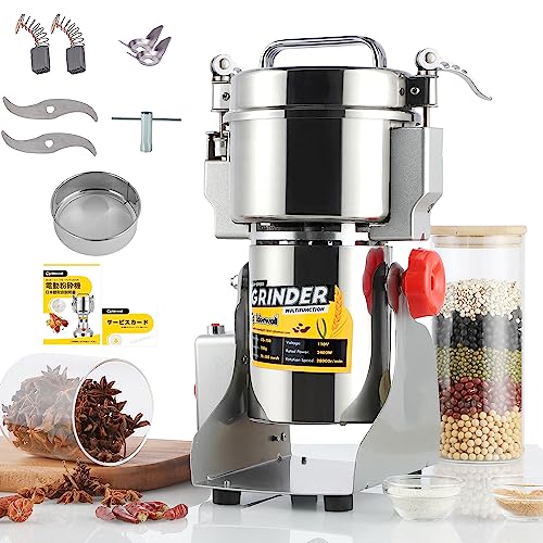 CGOLDENWALL 製粉機 800g電動粉砕機 スイング型 穀物粉末機 蓋開けたら作業停止・安全 1分間に微粉末・..