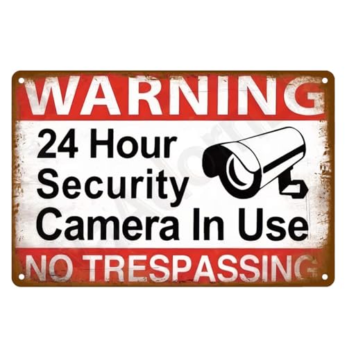 PLEAVIT ブリキ看板 防犯カメラ ブリキプレート 監視中 アメリカン 壁 インテリア 壁面装飾 店舗 入口 ヴィンテージ (タイプA)