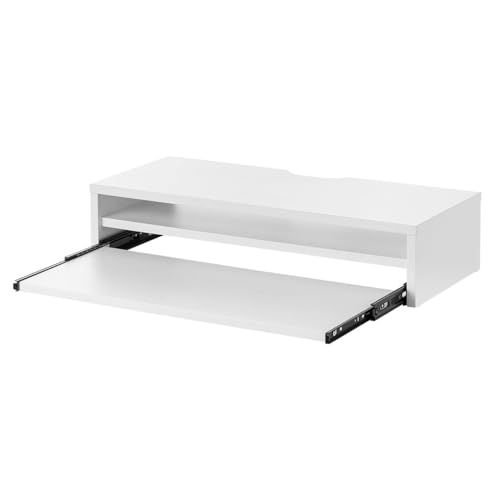 イーサプライ モニター台 2段式 幅60cm キーボードスライダー付き 机上台 モニター下収納 2段収納 木製 ホワイト EZ1-MR216W