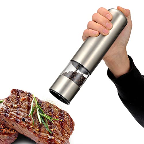 Enjoy Youth 電動ミル ソルト&ペッパー ごますり器 胡椒 花椒 岩塩 ソルト スパイス用 ステンレス製 粗さ調節可能 親指プッシュ 調味料挽き 調理用品 料理器具 キッチンツール